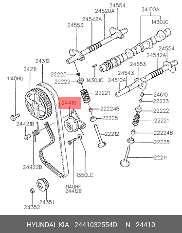 Ролик натяжной ГРМ - Hyundai/Kia 2441032554D