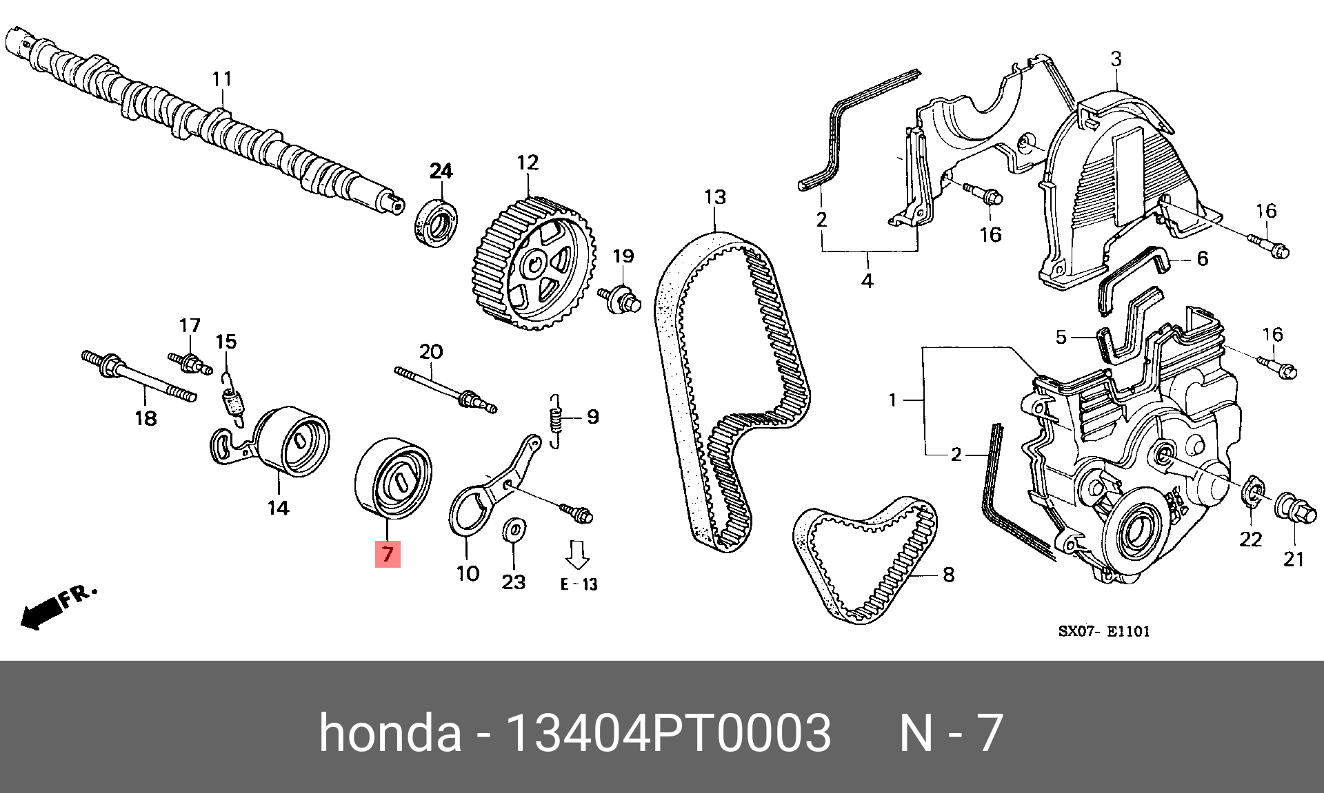 Ролик натяжной ГРМ - Honda 13404-PT0-003