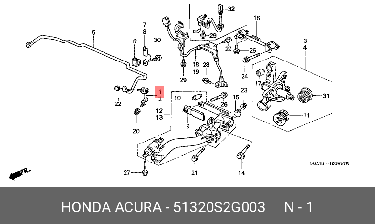 Стойка стабилизатора | перед прав | - Honda 51320-S2G-003