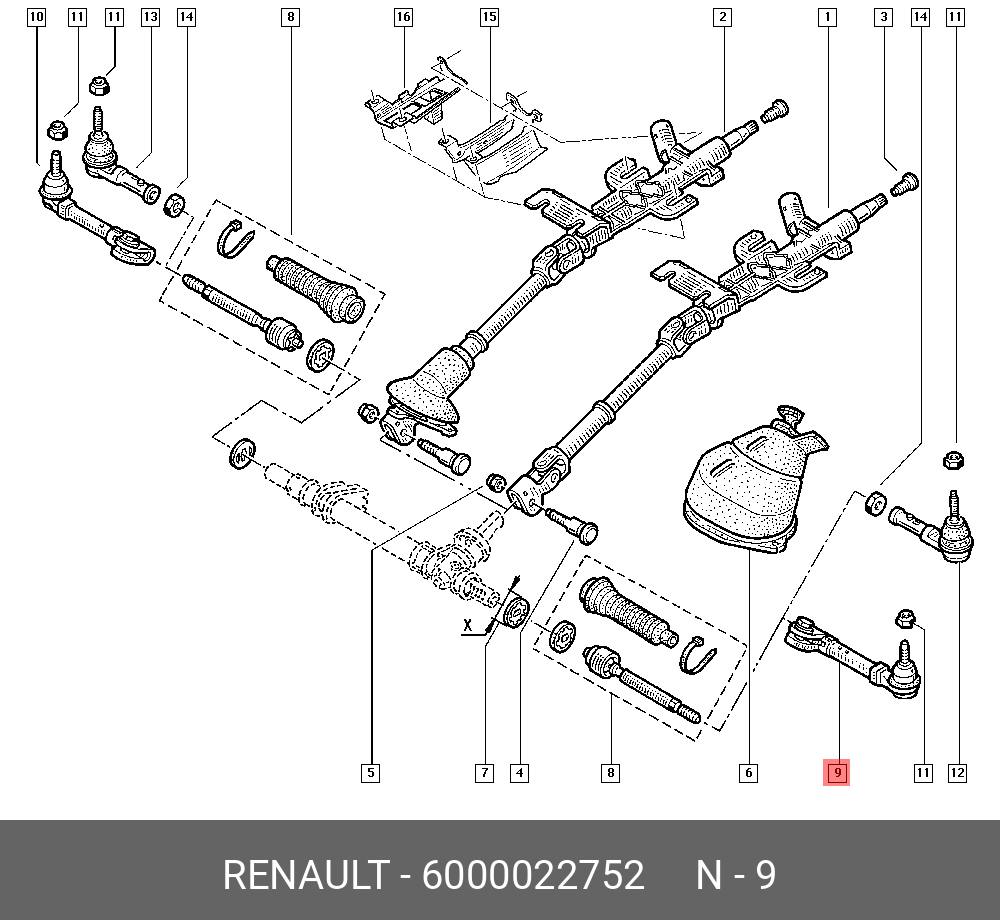 Наконечник рулевой тяги | лев | - Renault 6000022752