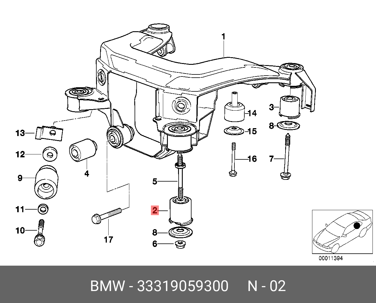 Сайлентблок балки моста  - BMW 33 31 9 059 300