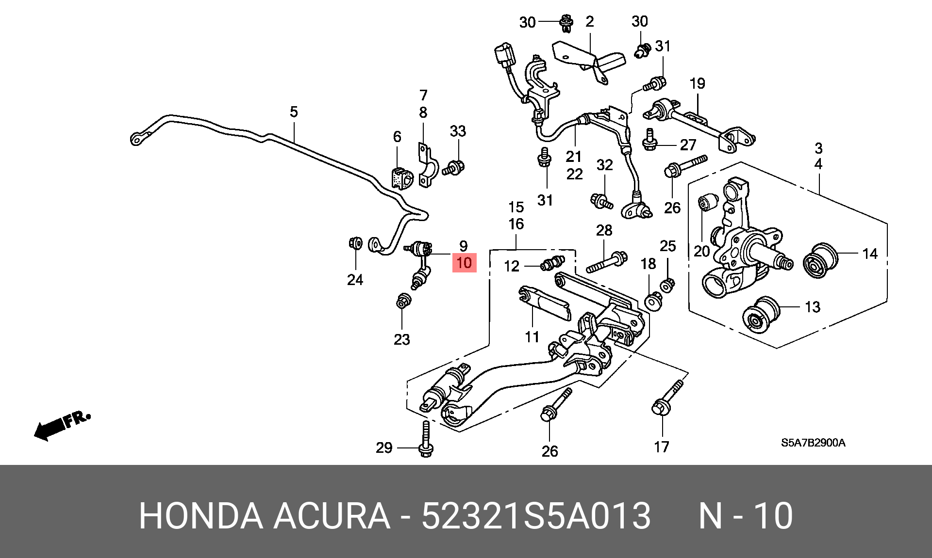 Стойка стабилизатора | перед лев | - Honda 52321-S5A-013