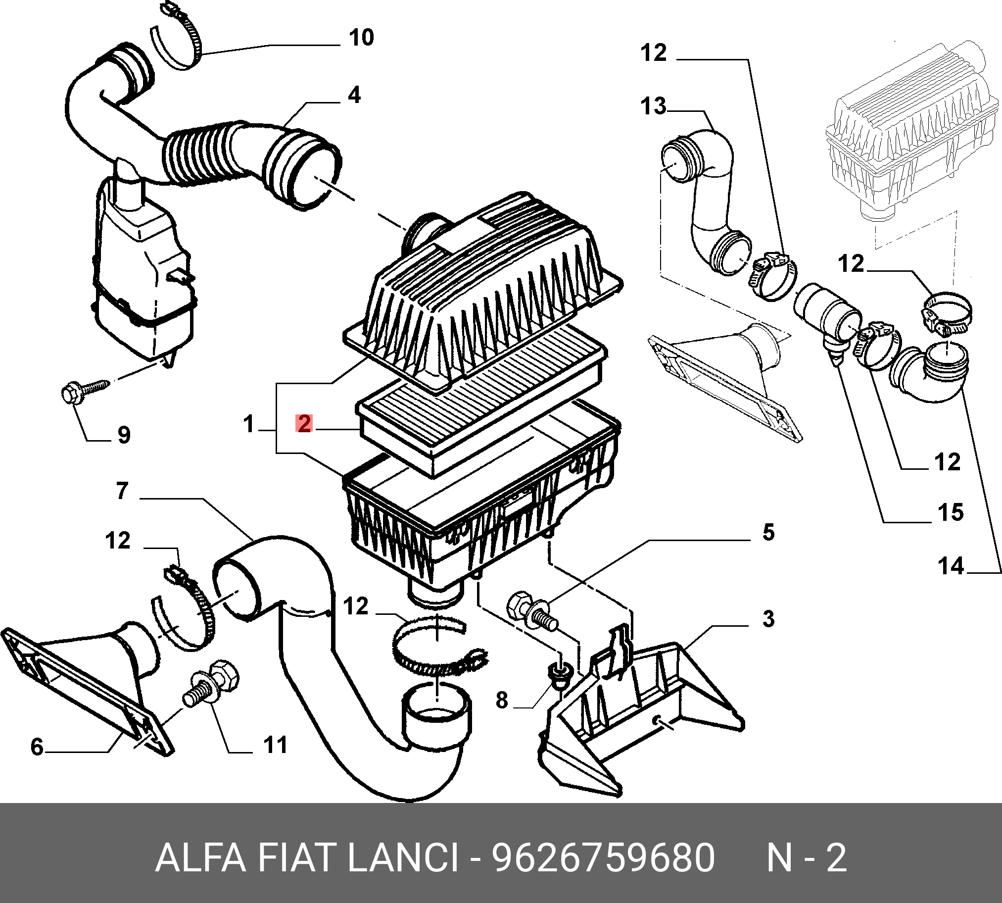 Фильтр воздушный - Fiat/Alfa/Lancia 9626759680