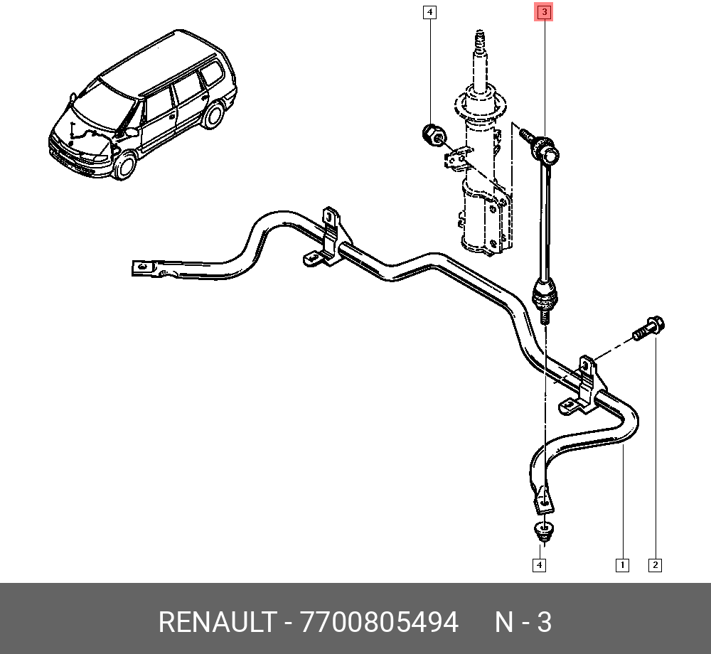 Стойка стабилизатора | перед прав/лев | - Renault 7700805494