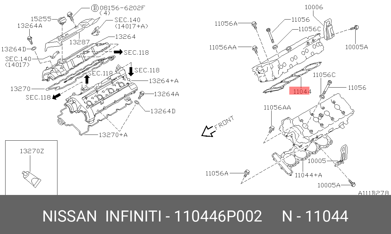 Прокладка головки блока цилиндров - Nissan 11044-6P002
