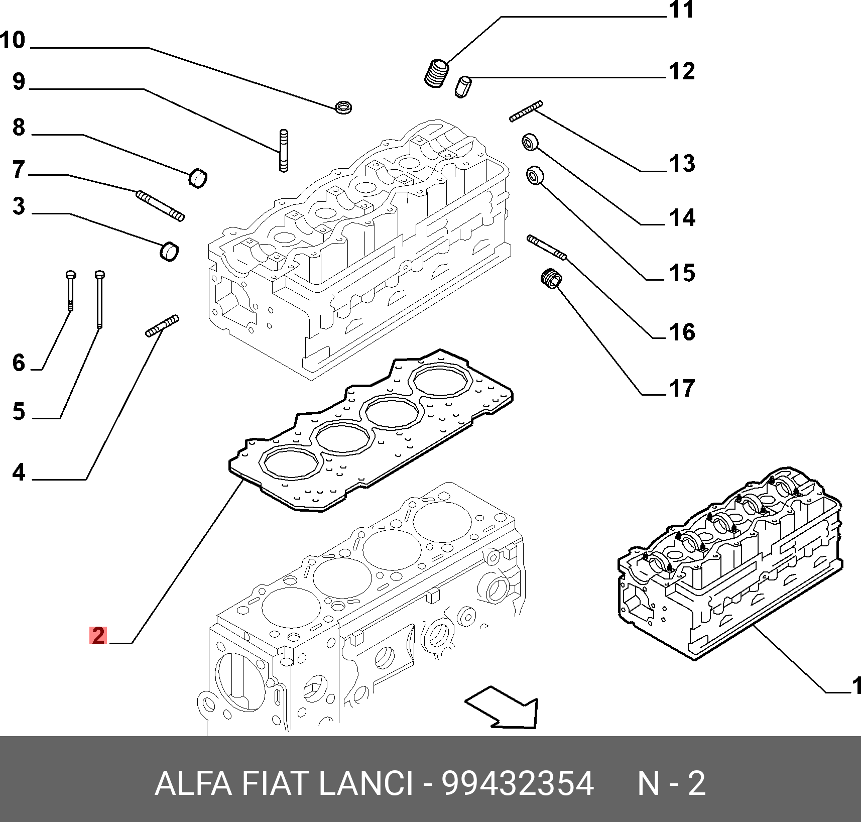 Прокладка головки блока цилиндров - Fiat/Alfa/Lancia 99432354