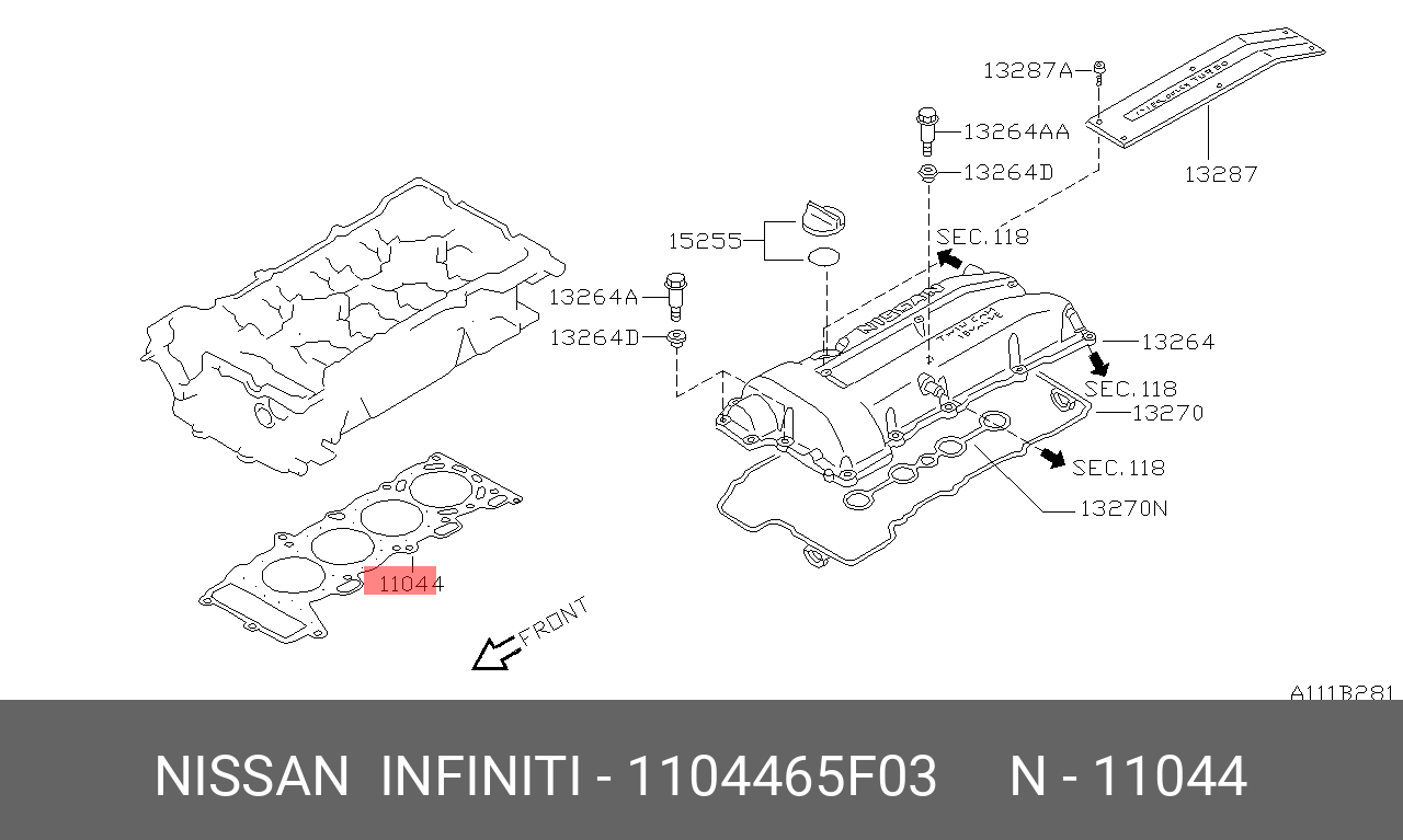 Прокладка головки блока цилиндров - Nissan 11044-65F03