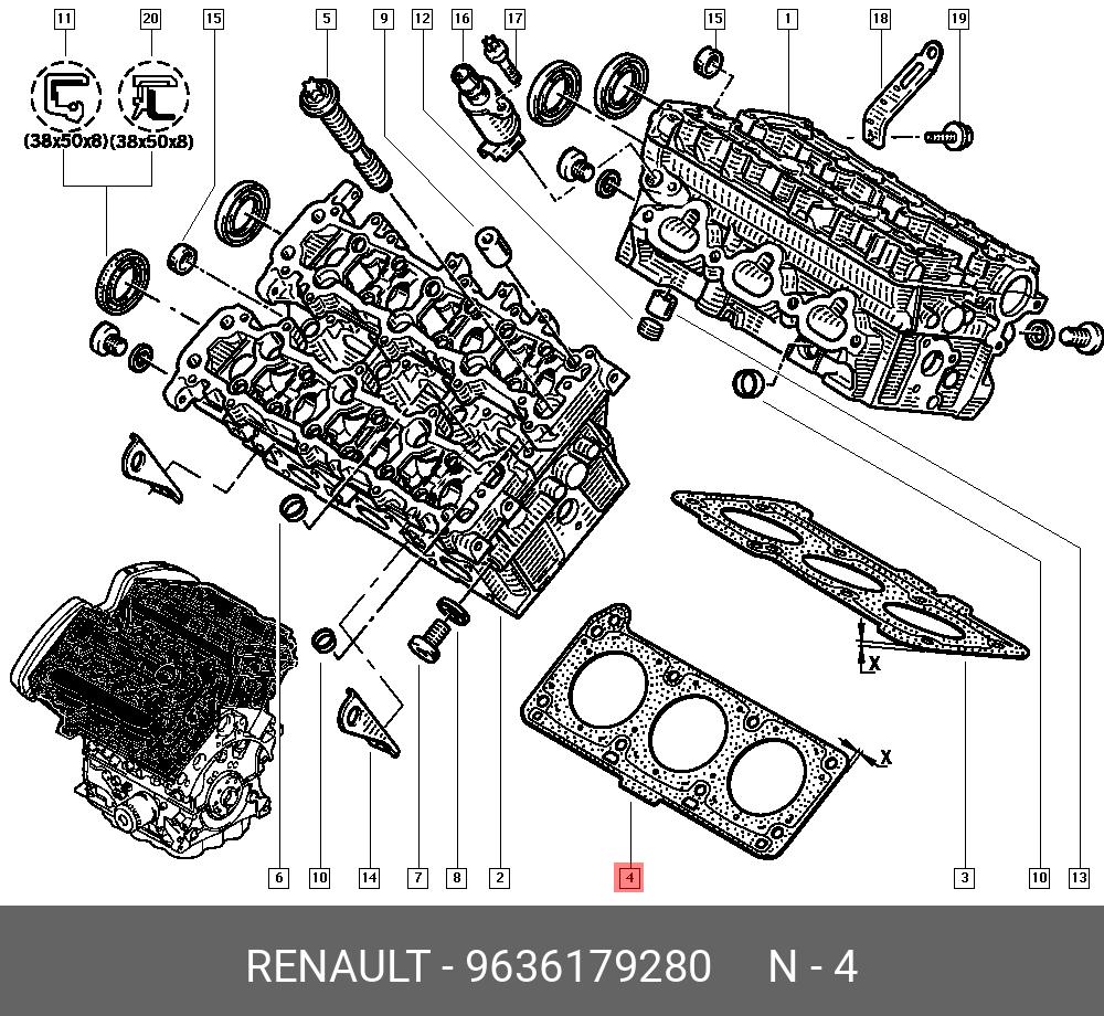 Прокладка головки блока цилиндров - Renault 9636179280