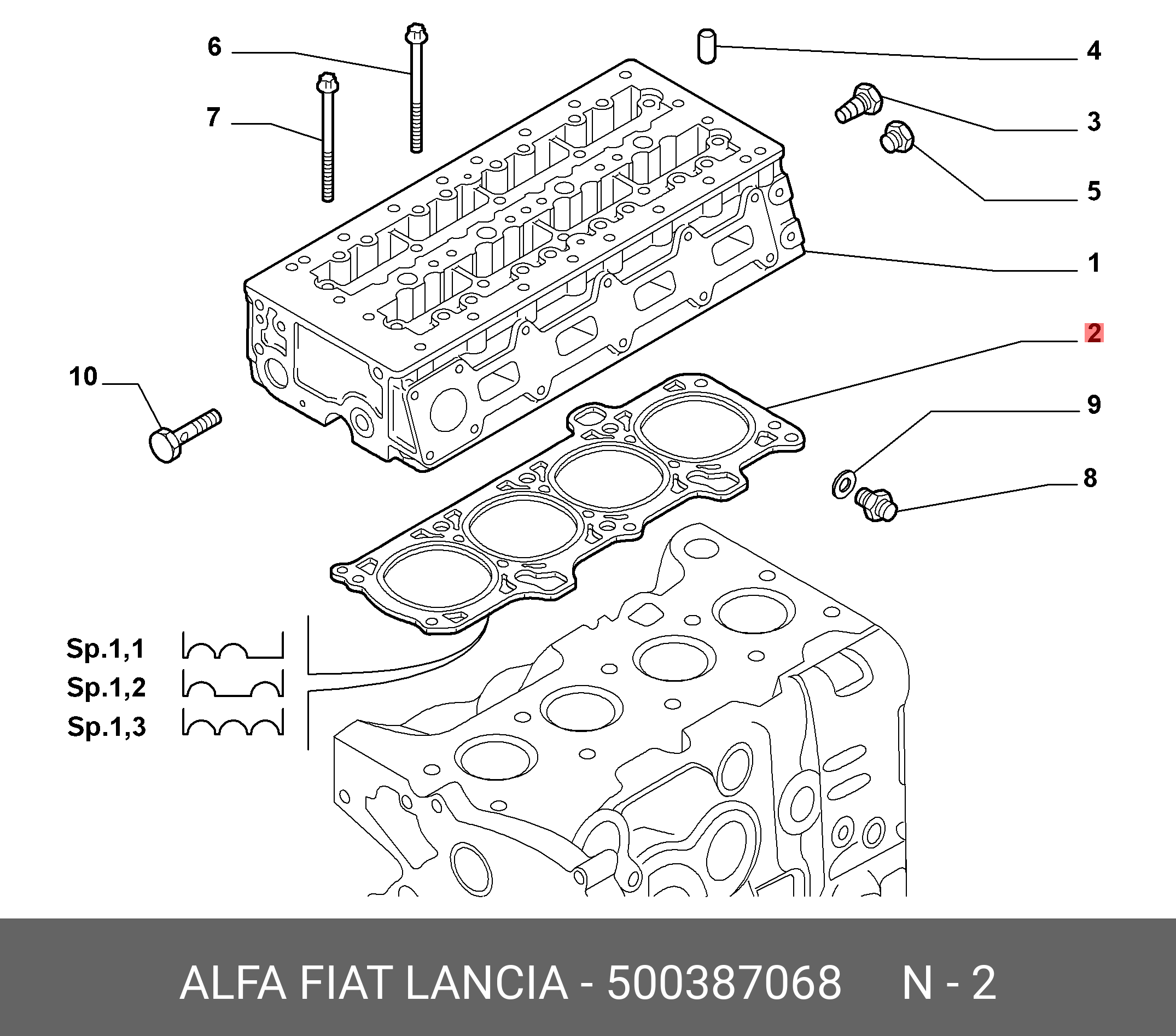 Прокладка головки блока цилиндров - Fiat/Alfa/Lancia 500387068