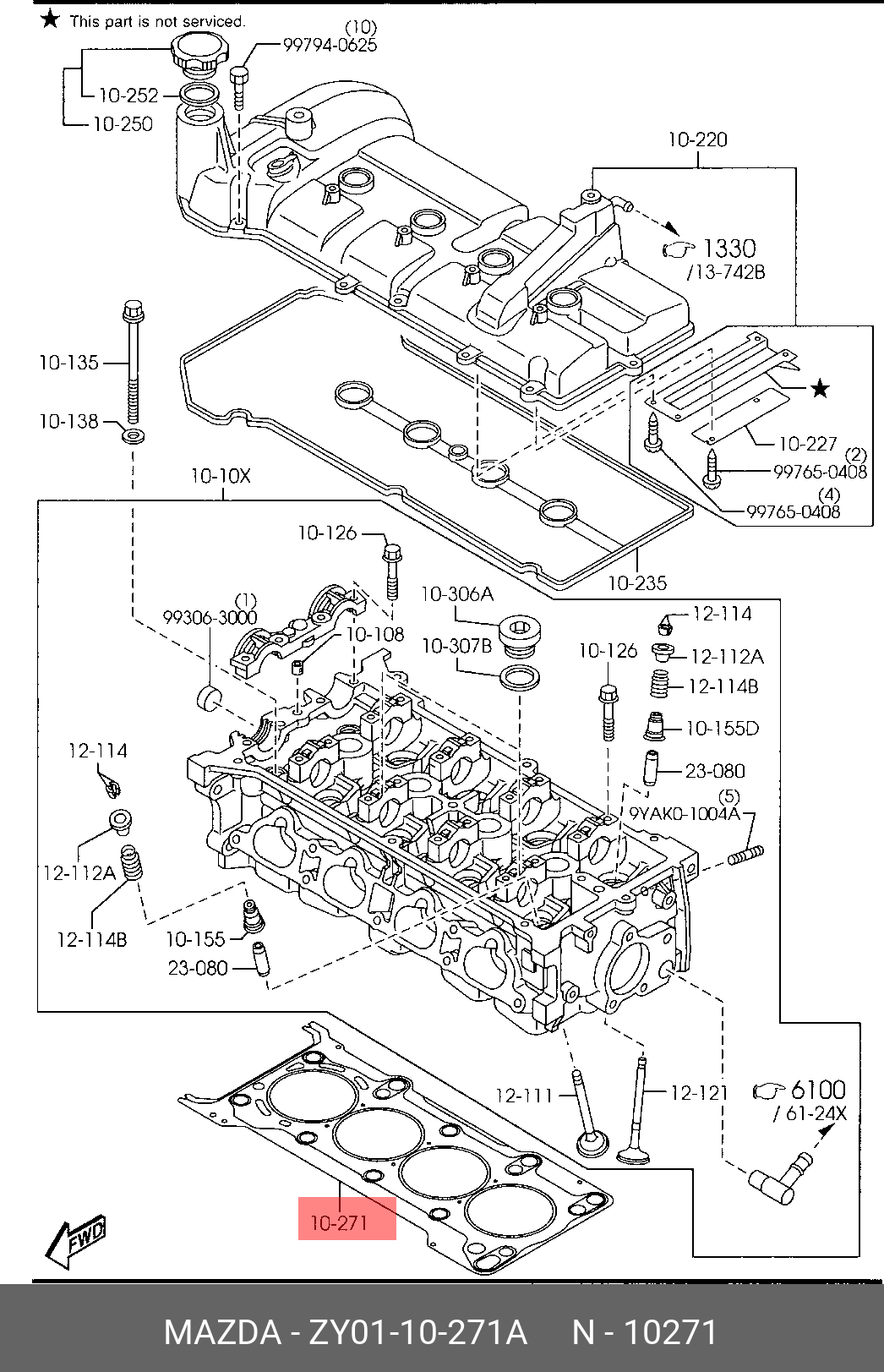 Прокладка головки блока цилиндров - Mazda ZY01-10-271A
