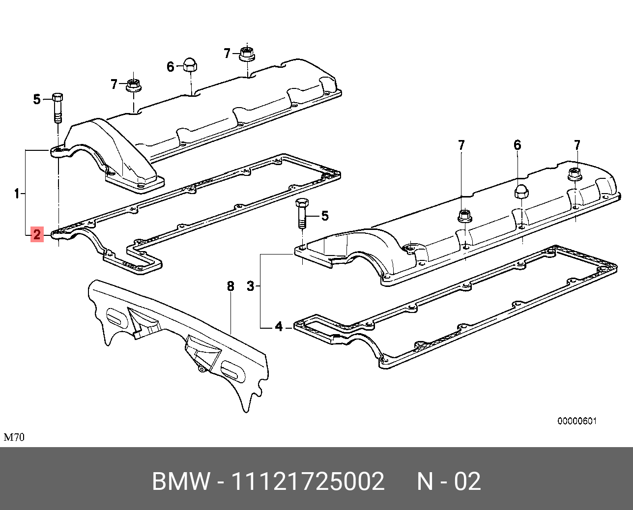 Прокладка крышки клапанов - BMW 11 12 1 725 002
