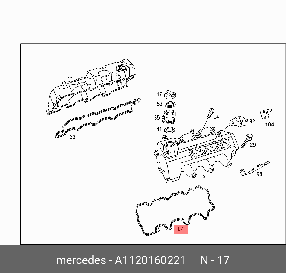Прокладка клапанной крышки - Mercedes A1120160221