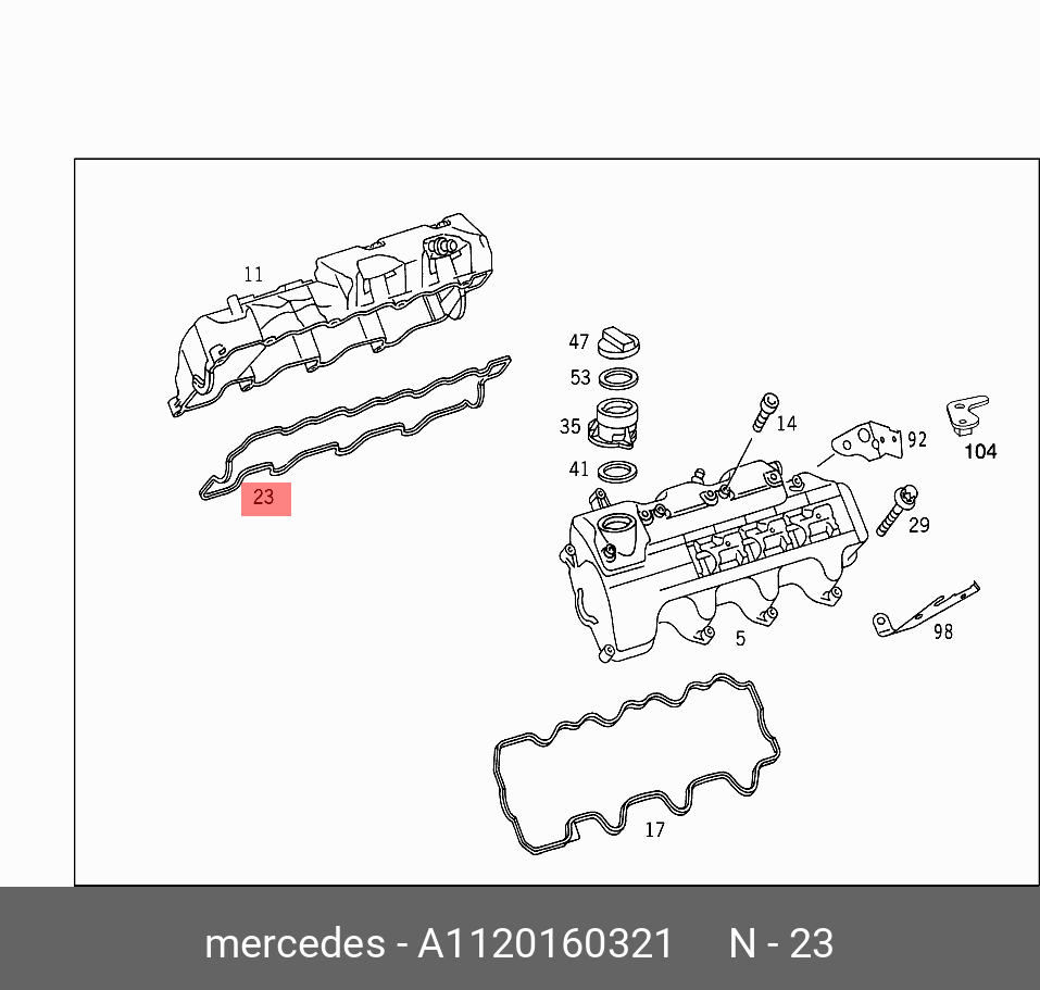 Прокладка крышки клапанов - Mercedes A1120160321