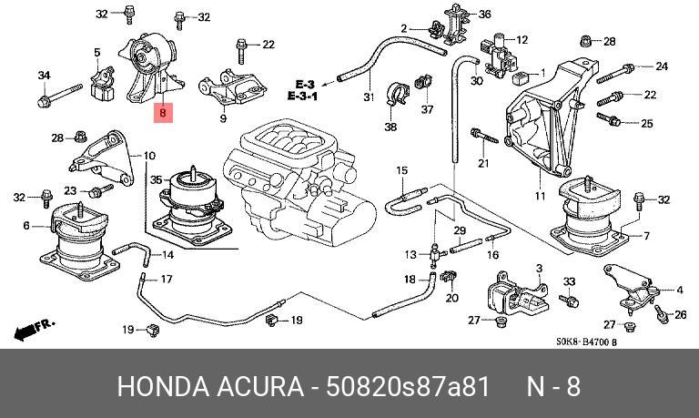Подушка двигателя | лев | - Honda 50820-S87-A81