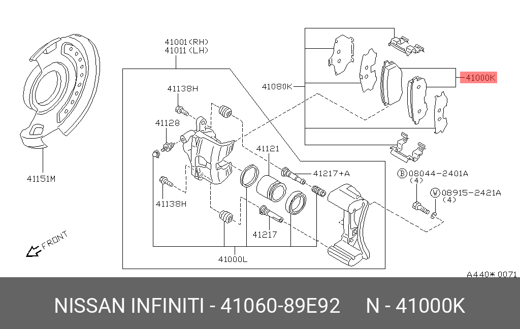 Колодки тормозные дисковые | перед | - Nissan 41060-89E92