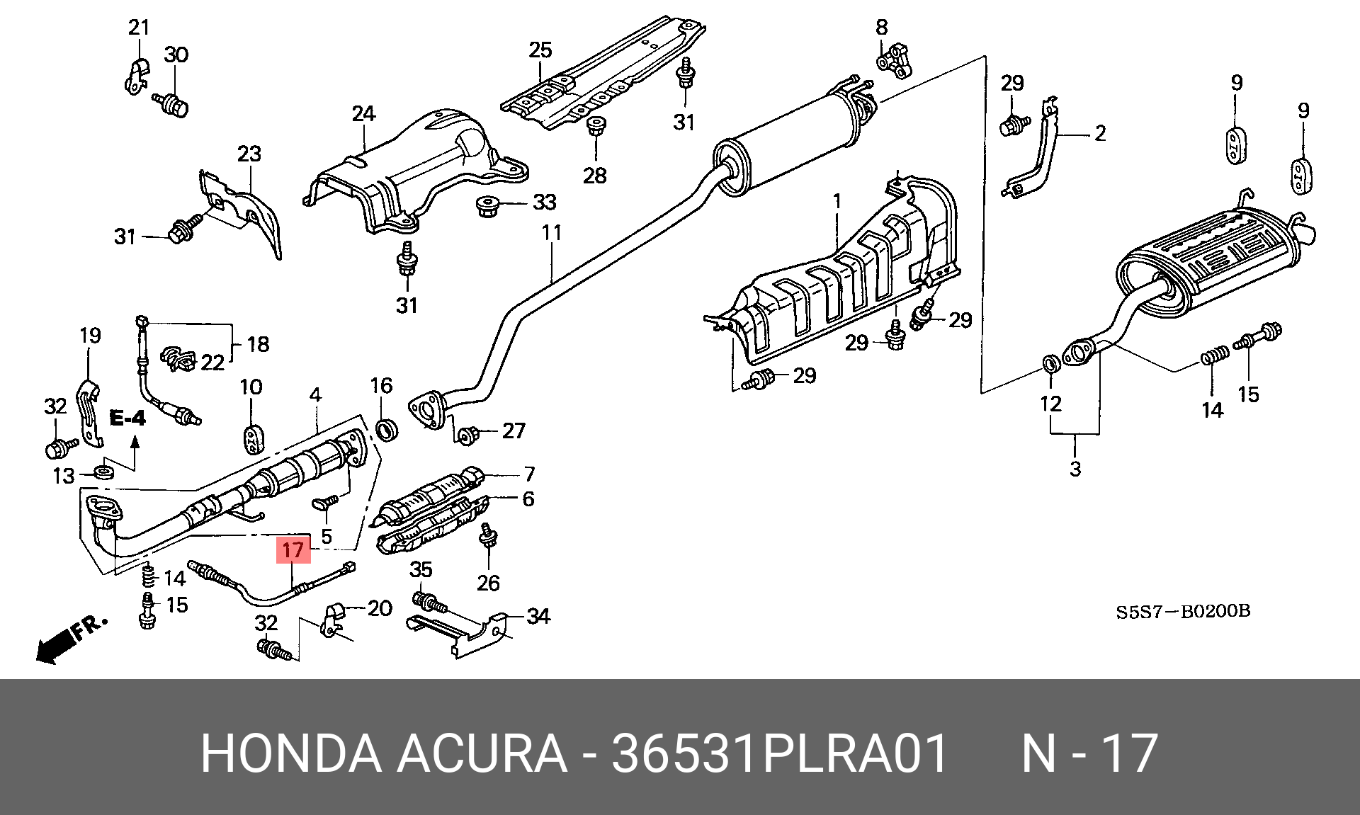 Датчик кислородный  - Honda 36531-PLR-A01