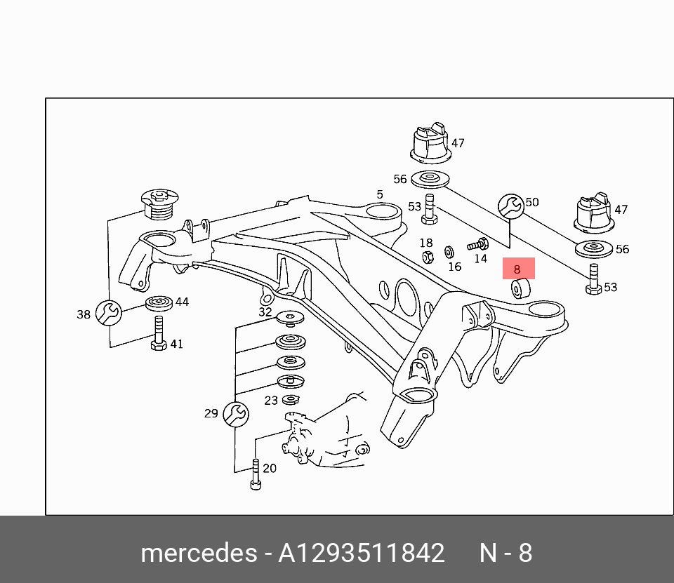 Сайлентблок балки моста - Mercedes A1293511842