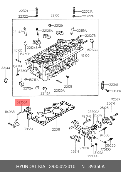 Датчик положения коленчатого вала - Hyundai/Kia 3935023010