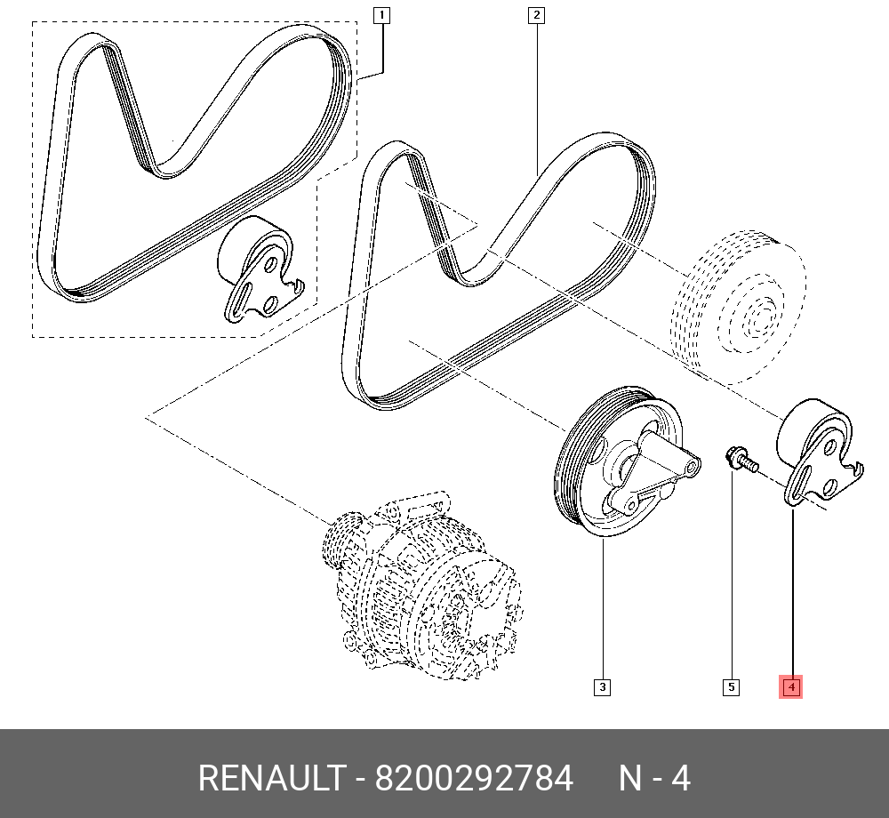Ролик натяжной - Renault 8200292784