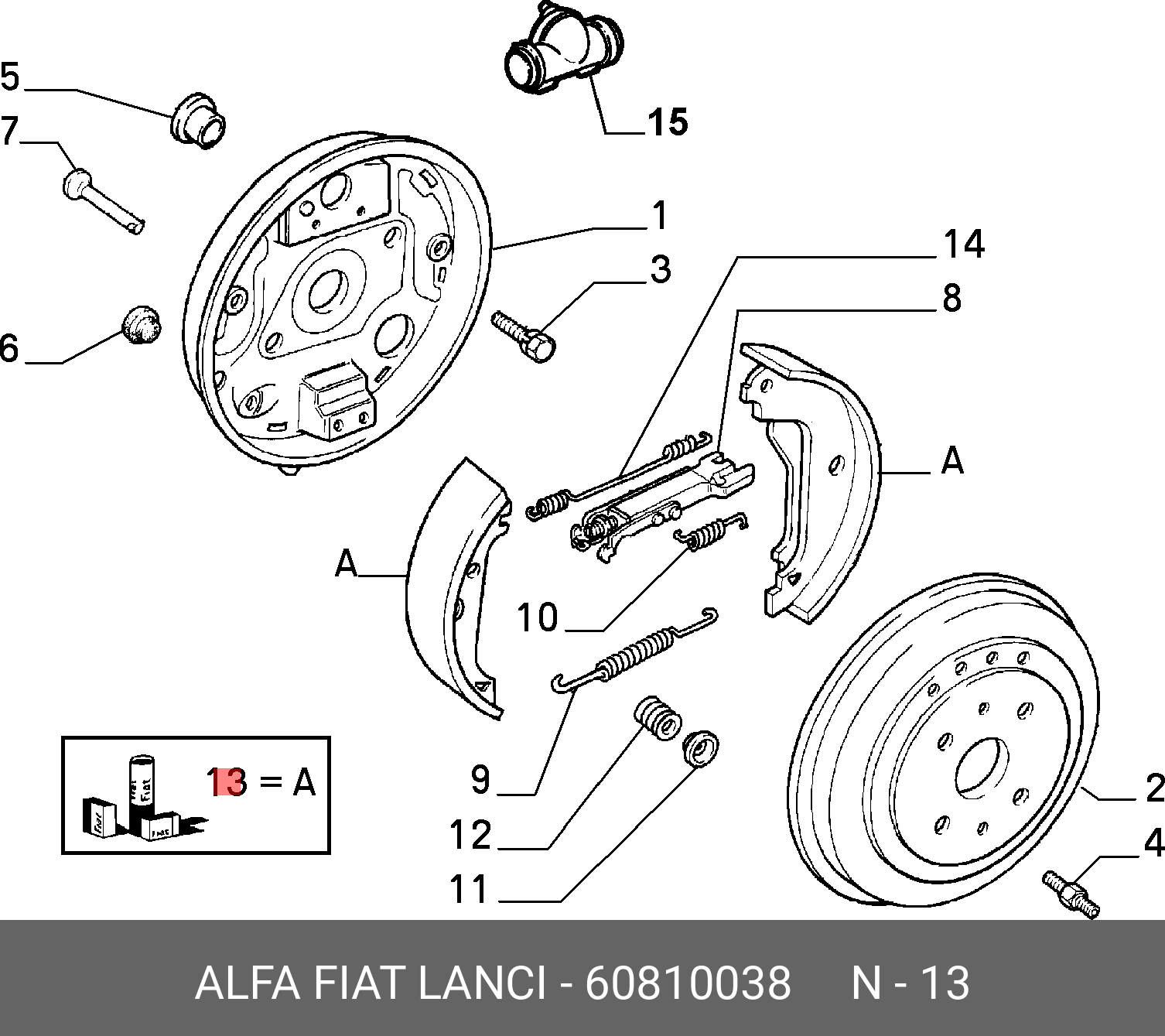 Колодки тормозные барабанные | зад | - Fiat/Alfa/Lancia 60810038