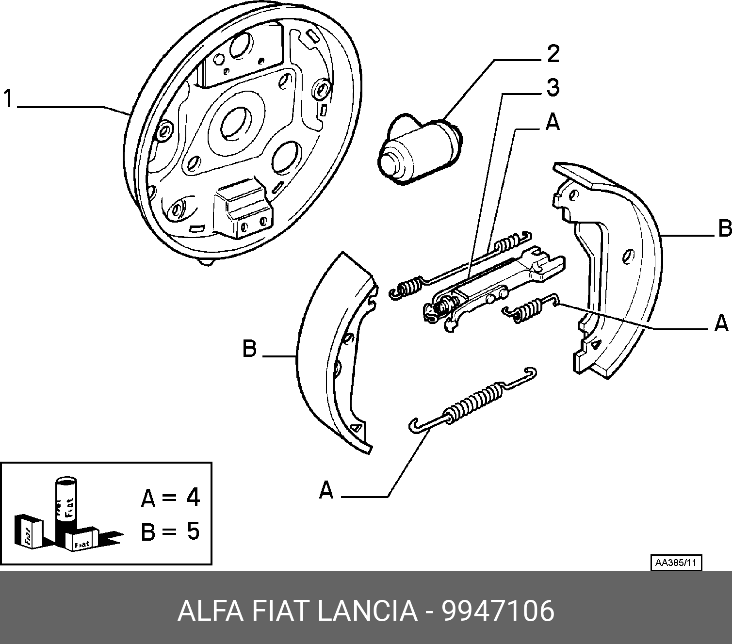 Колодки тормозные барабанные | зад | - Fiat/Alfa/Lancia 9947106