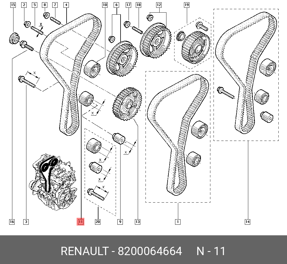 Промежуточный ролик ремня ГРМ - Renault 8200064664