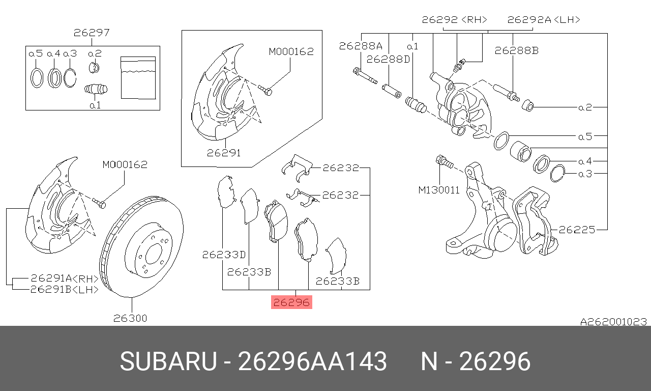 Колодки тормозные дисковые | перед | - Subaru 26296AA143