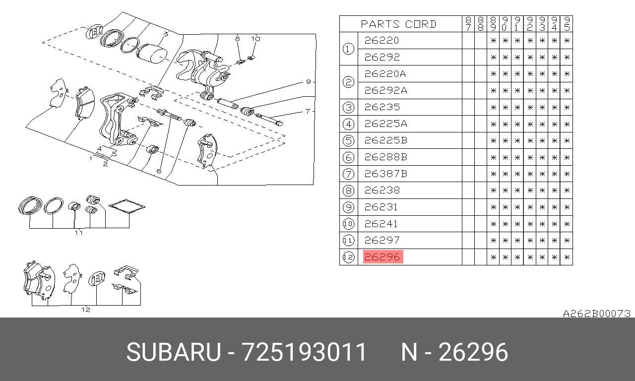 Колодки тормозные дисковые | перед | - Subaru 725193011