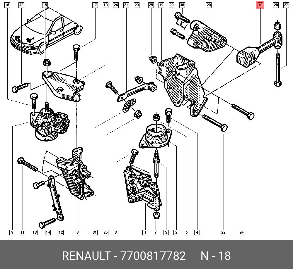 Подушка коробки передач | зад | - Renault 7700817782