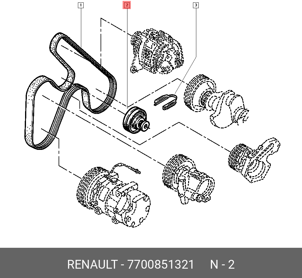 Ролик натяжной - Renault 7700851321