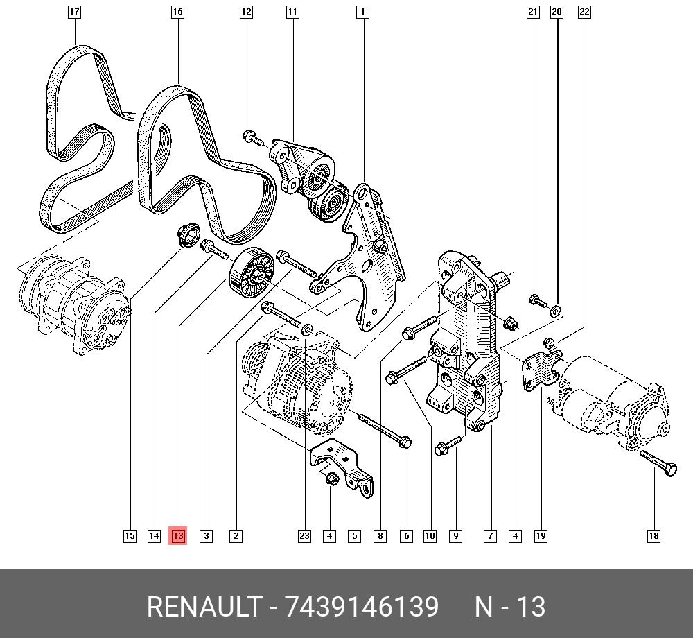 Промежуточный ролик поликлинового ремня - Renault 7439146139