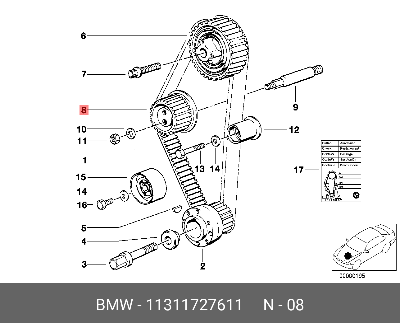 Ролик натяжной ГРМ - BMW 11 31 1 727 611