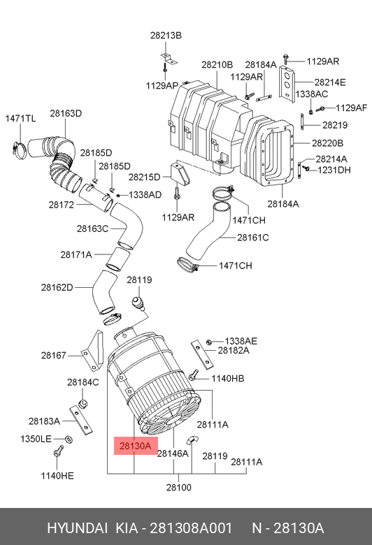 Фильтр воздушный - Hyundai/Kia 281308A001