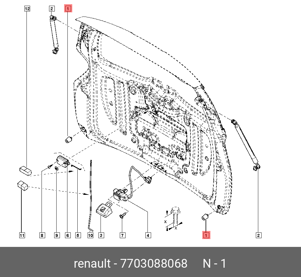 Упор крышки багажника - Renault 7703088068