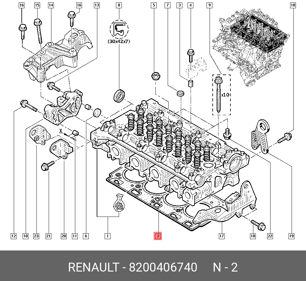 Прокладка головки блока цилиндров - Renault 8200406740
