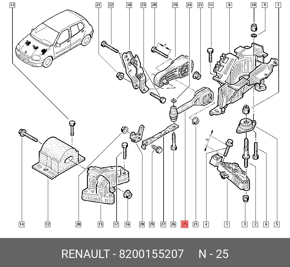 Опора КПП (рез мет) | перед прав | - Renault 8200155207