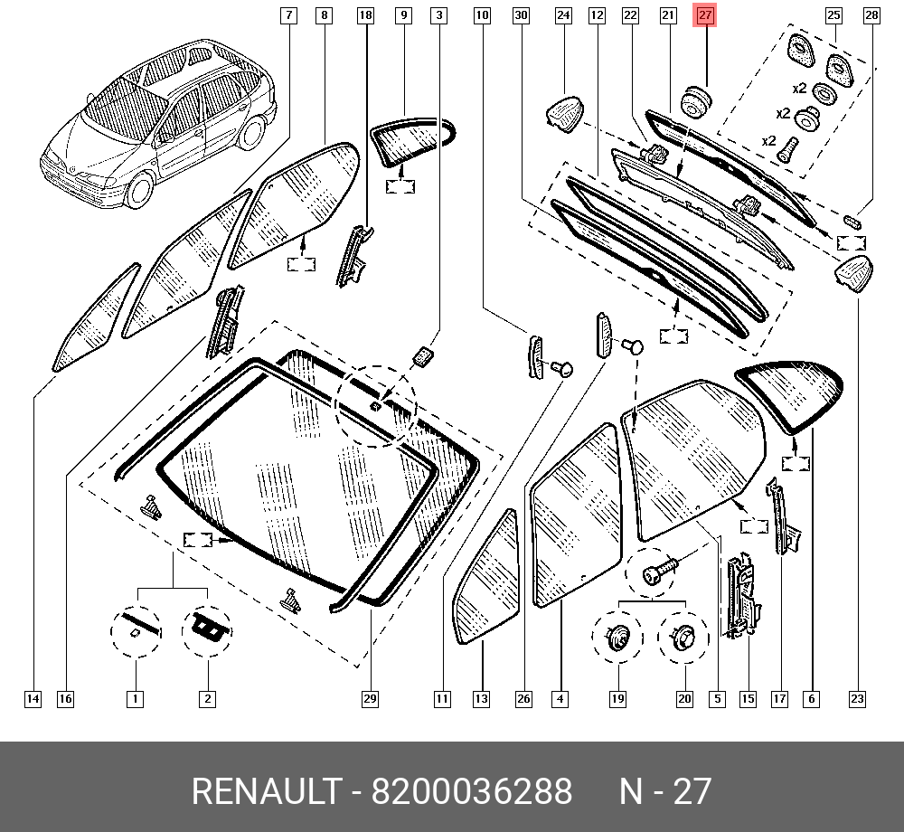 Упор рамы двери багажника - Renault 8200036288