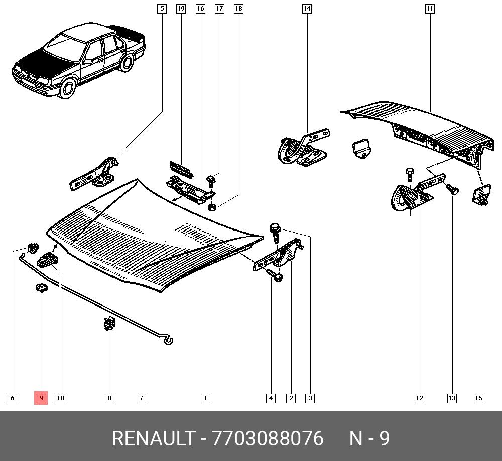 Упор капота - Renault 7703088076