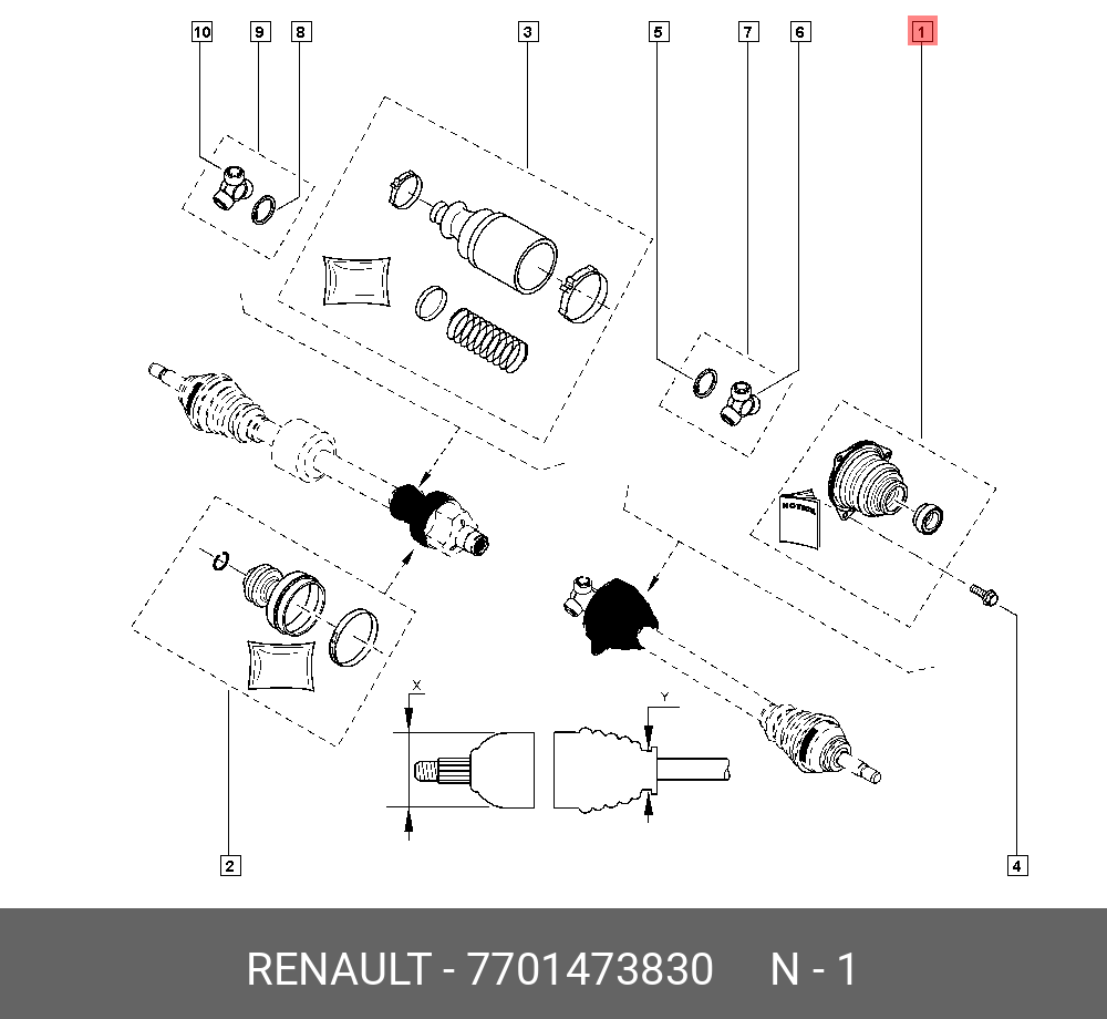 Пыльник ШРУСа (внутренний) комплект renault Logan - Renault 7701473830