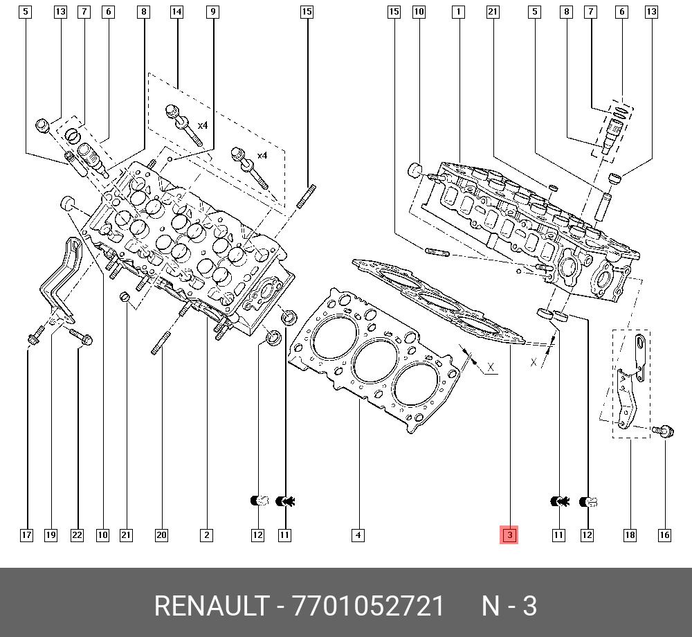 Прокладка головки блока цилиндров - Renault 7701052721
