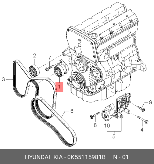 Натяжитель приводного ремня - Hyundai/Kia 0K551-15-981B