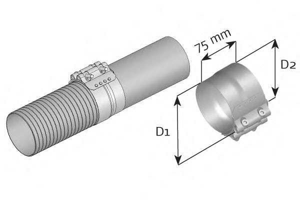 Хомут глушителя E-line (упрощ. версия) (м) d=120-125mm - Dinex 99320