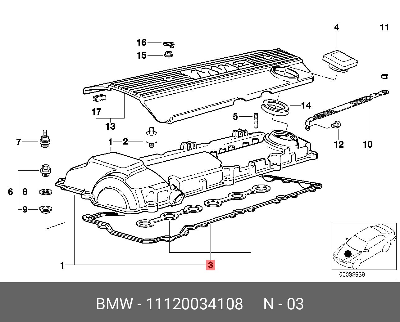 Комплект прокладок - BMW 11 12 0 034 108