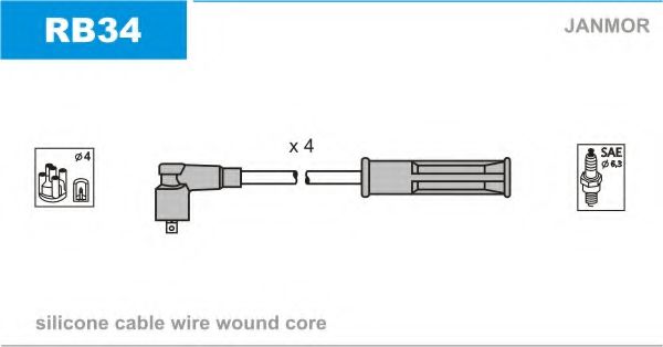 Комплект высоковольтных проводов - JanMor RB34