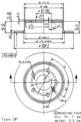 Снят,замена 08.9580.11 Диск тормозной Standard | зад | - Brembo 08.9580.10