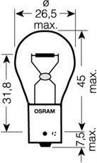 Комплект ламп py21w 12V 21W BAU15s original line качество оригинальной з/ч (оем) 2шт.(1к-т) - Osram 7507-02B