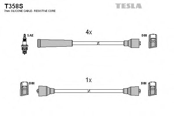 Провода свечные ГАЗ дв 402  силикон - Tesla T358S