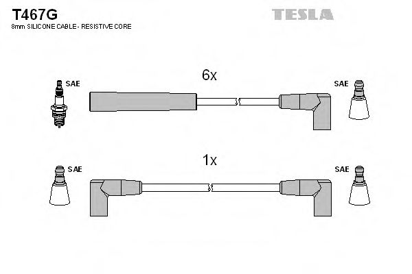 Комплект высоковольтных проводов - Tesla T467G