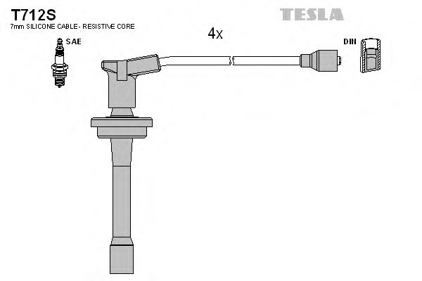 Провода свечные ГАЗ дв 405,406,409 силикон с наконечниками - Tesla T712S
