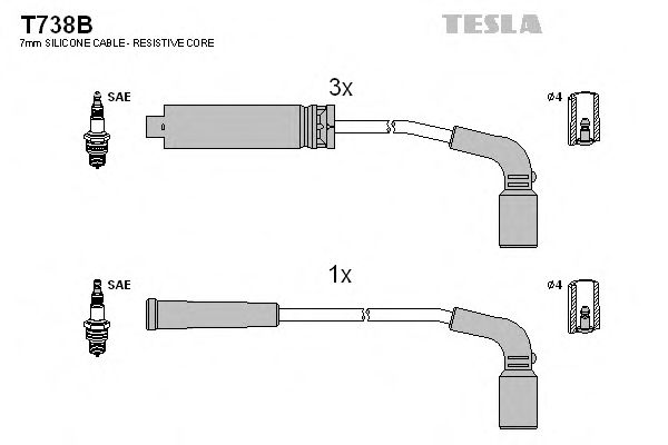 Комплект высоковольтных проводов - Tesla T738B